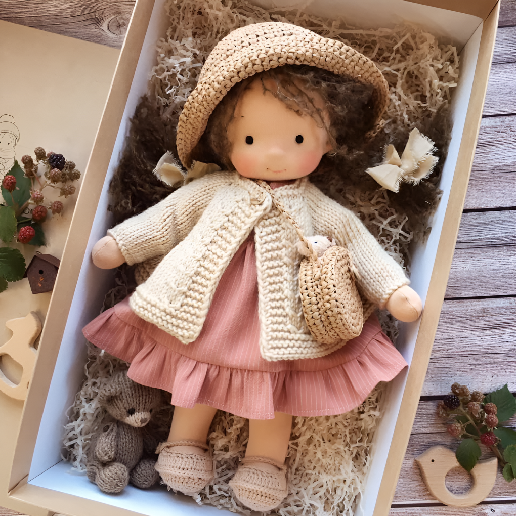 Handmade Waldorf Cuddly Doll Soft Fabric Unique Design - Image 30