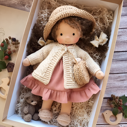 Handmade Waldorf Cuddly Doll Soft Fabric Unique Design - Image 30