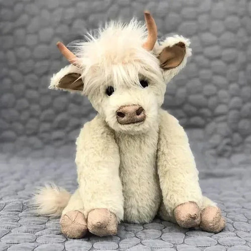 Highland Cow Plush Toy Flowers Soft Stuffed Animal Gift - Image 1