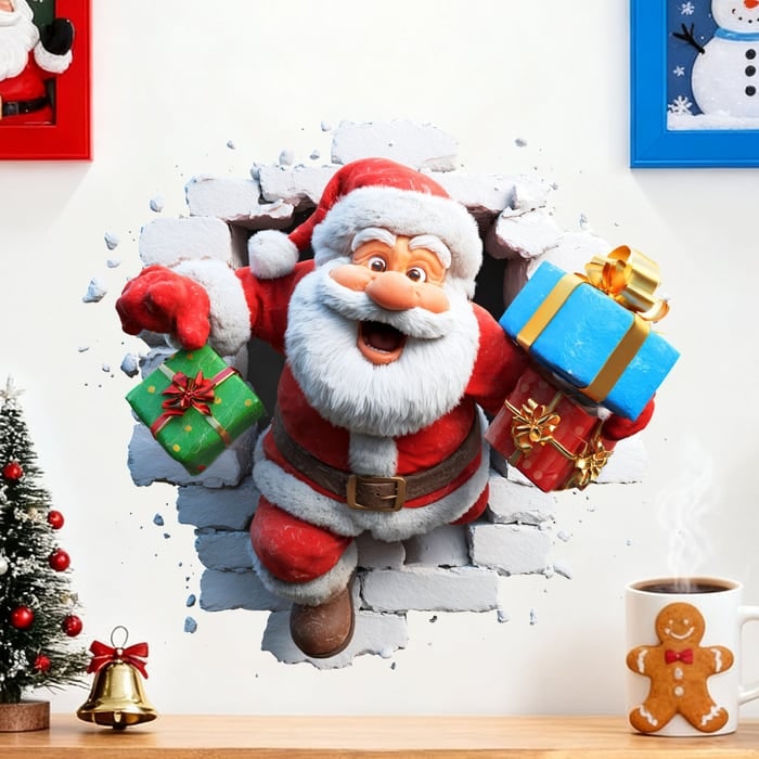 Holiday Wall Sticker Set Merry Santa Decor Christmas Cheer - Image 3