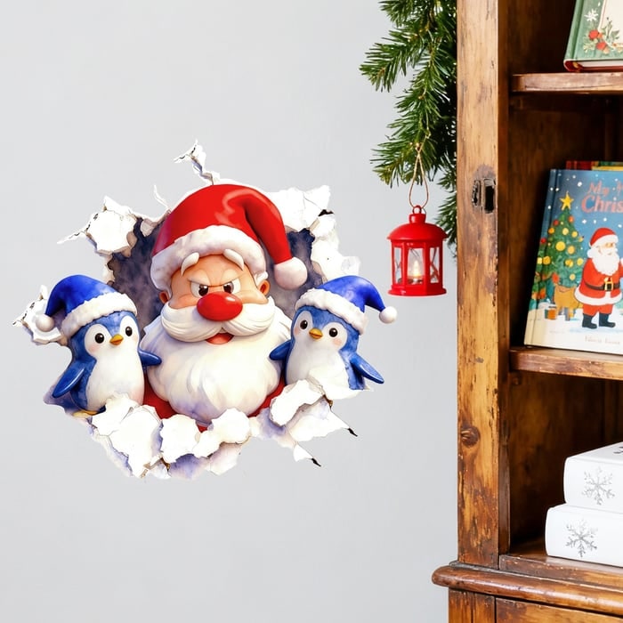 Holiday Wall Sticker Set Merry Santa Decor Christmas Cheer - Image 5