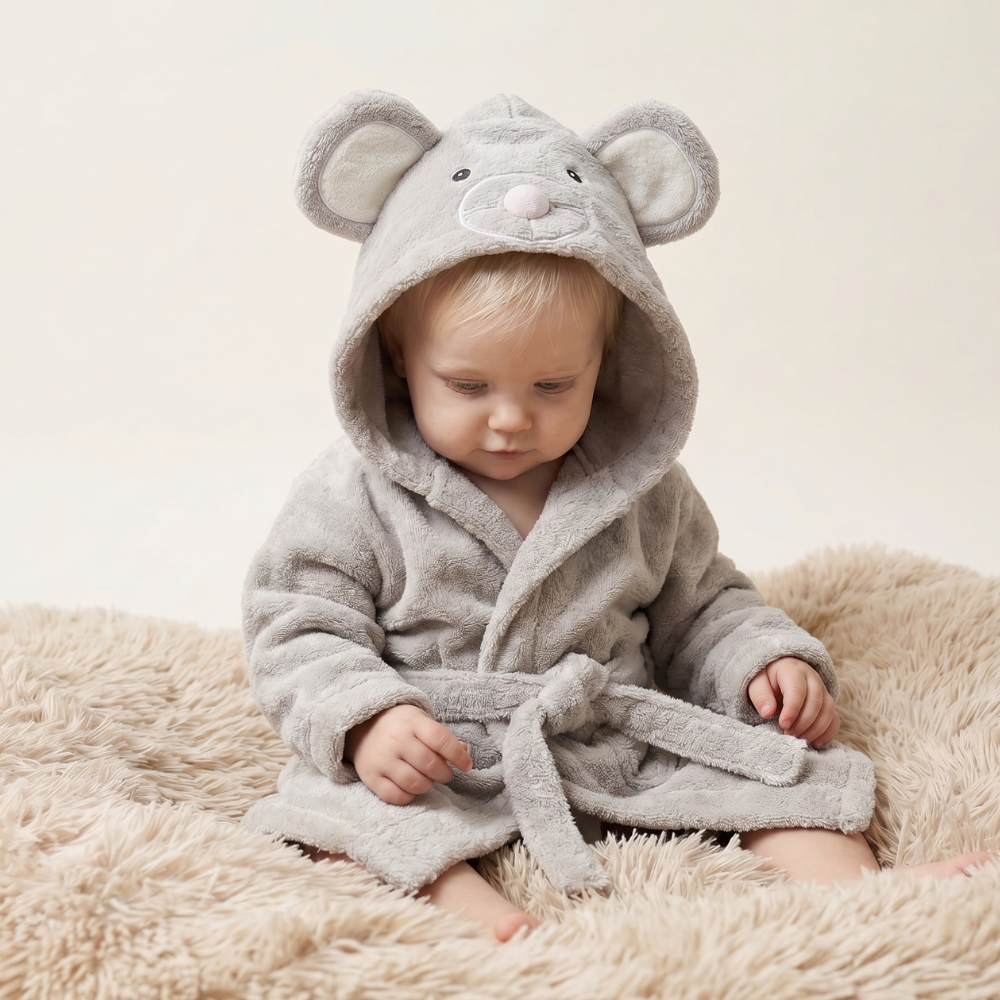 Hooded Bathrobe Children's Bathrobe Fun Animal Design - Image 10