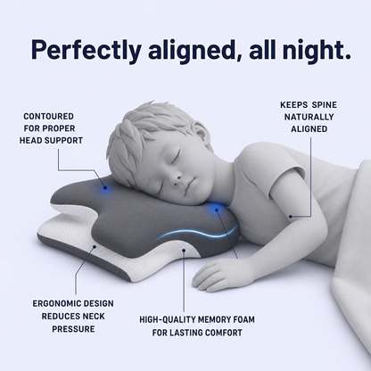 Kids Memory Foam Neck Pillow Ergonomic Cervical Support