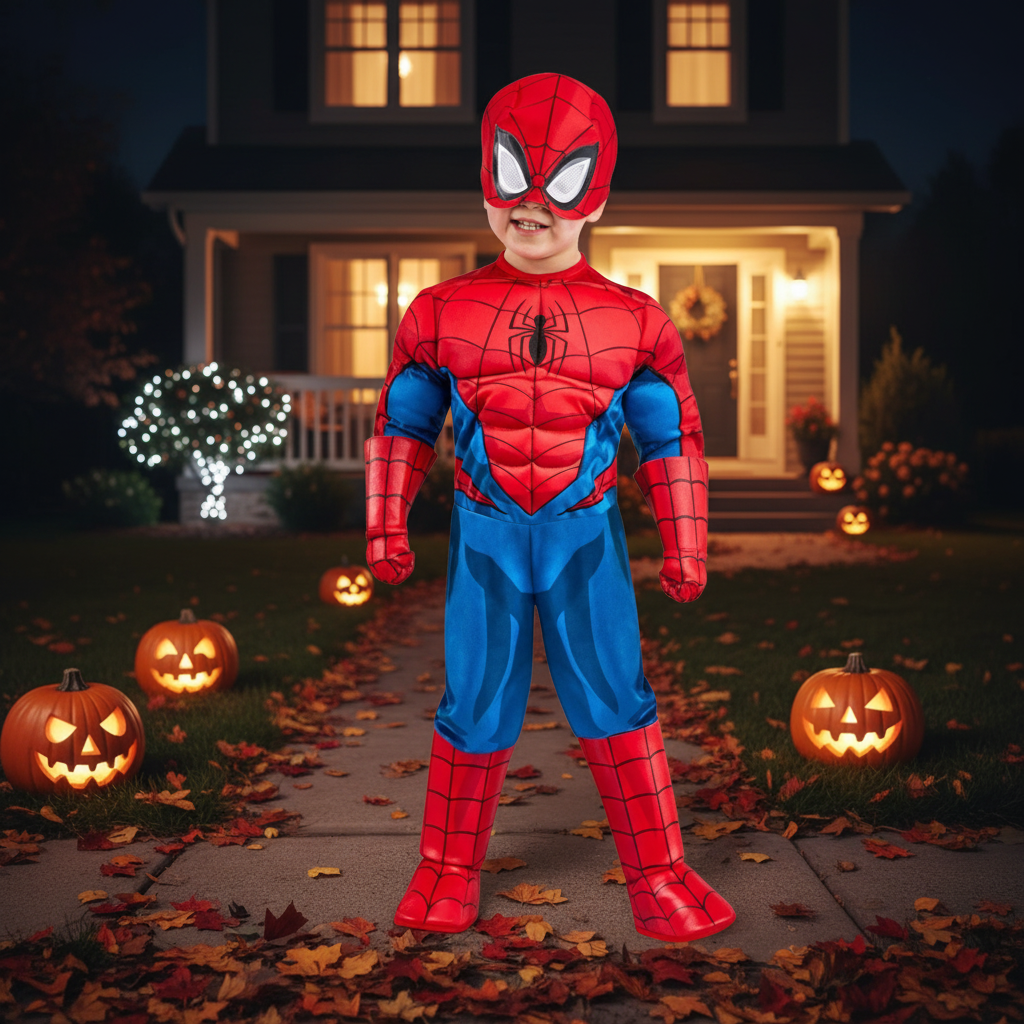 Kids Costume Superhero Jumpsuit Role Play Outfit