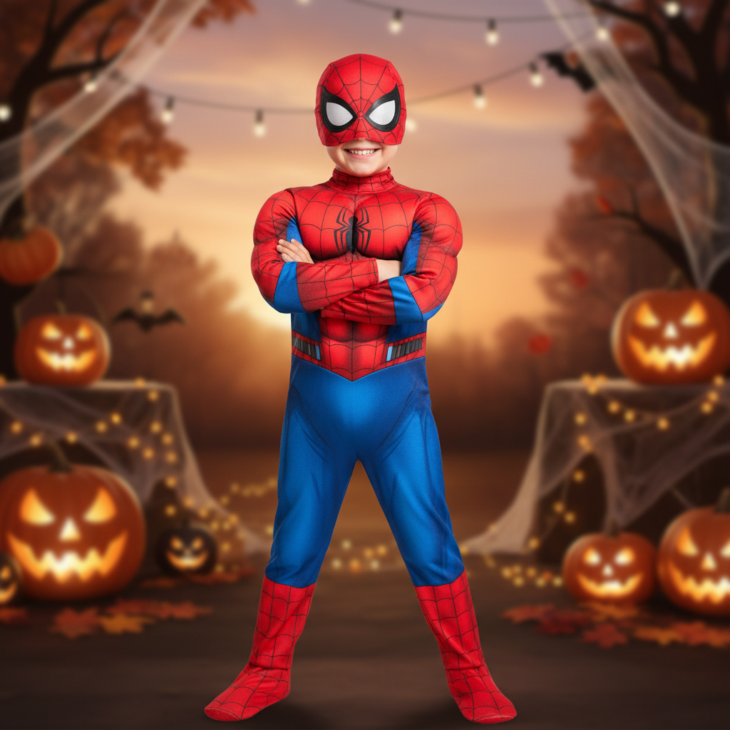 Kids Costume Superhero Jumpsuit Role Play Outfit