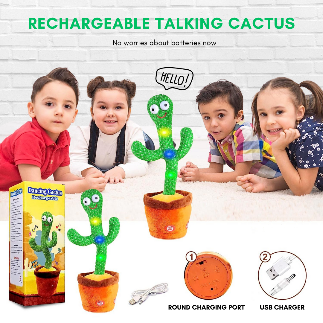 Interactive Dancing Cactus Toy Singing Mimic Rechargeable