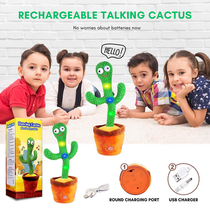 Interactive Dancing Cactus Toy Singing Mimic Rechargeable