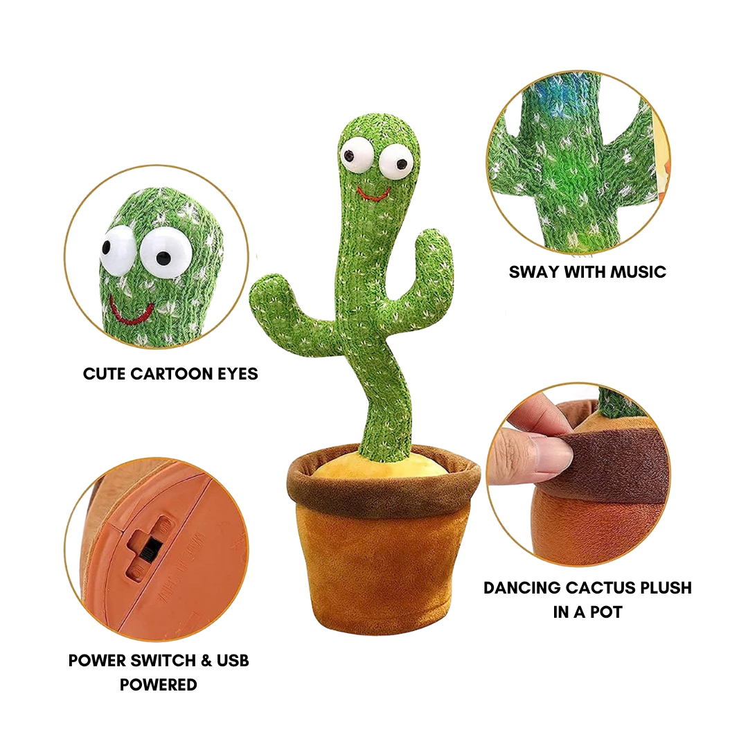 Interactive Dancing Cactus Toy Singing Mimic Rechargeable