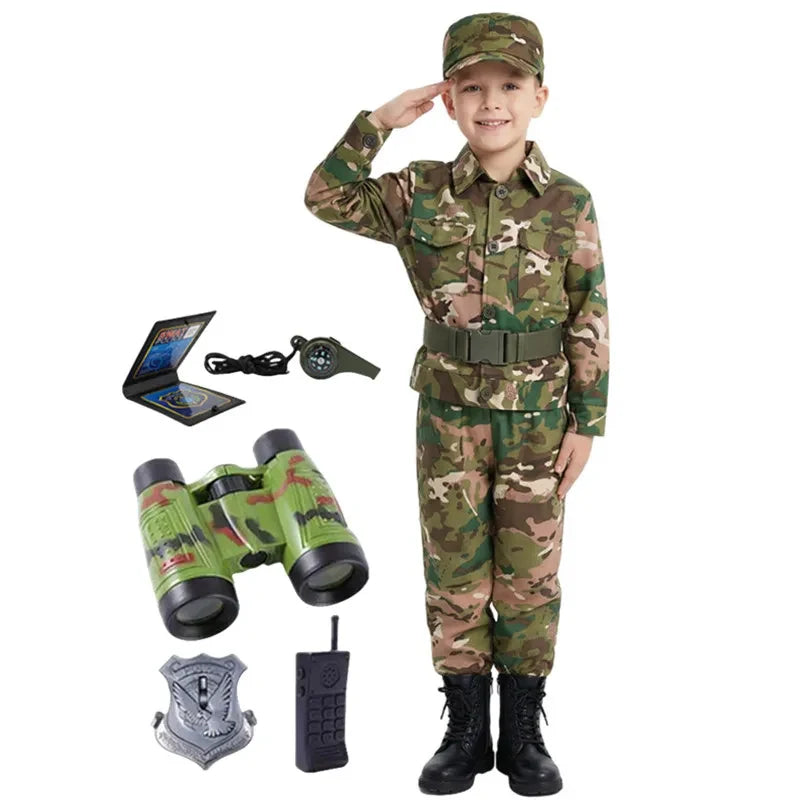 Kids Soldier Costume Camouflage Costume Children's Military Costume Women's - Image 1