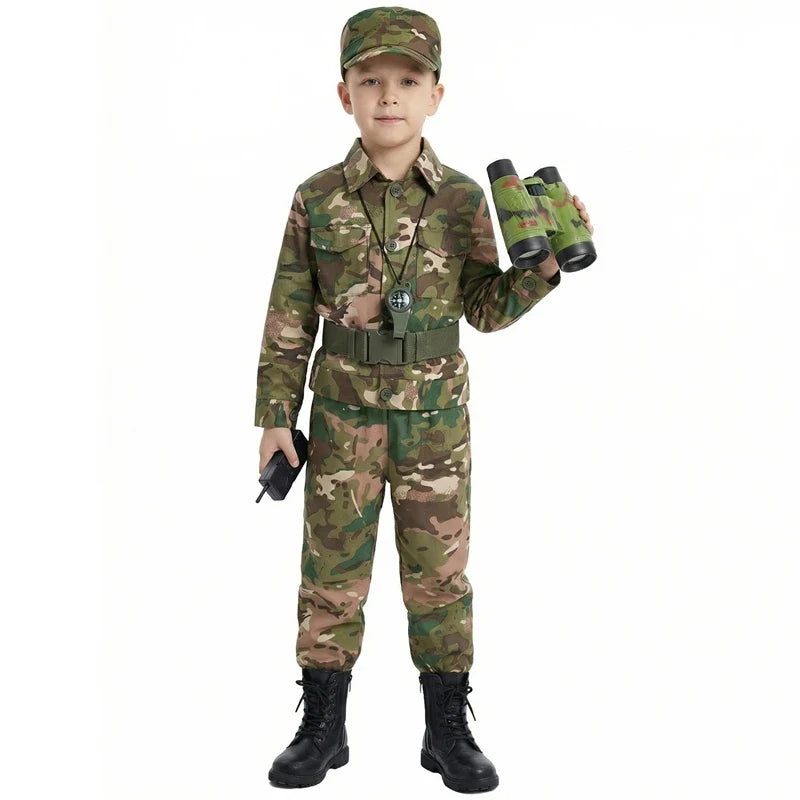 Kids Soldier Costume Camouflage Costume Children's Military Costume Women's - Image 2