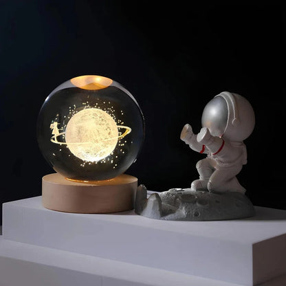 Luminous Crystal Ball Night Light Wooden Base - Image 10