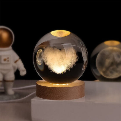 Luminous Crystal Ball Night Light Wooden Base - Image 12