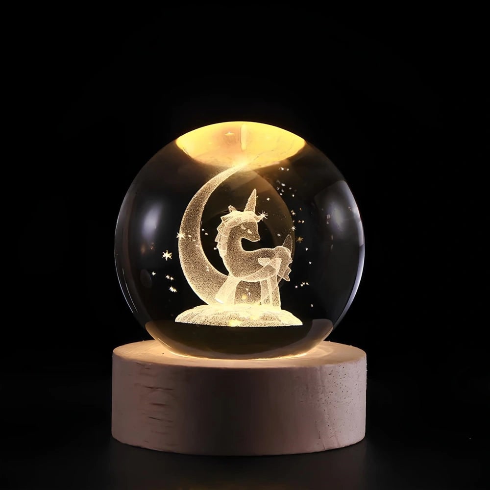 Luminous Crystal Ball Night Light Wooden Base - Image 14