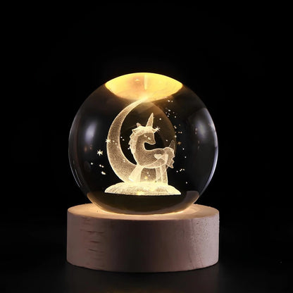 Luminous Crystal Ball Night Light Wooden Base - Image 14