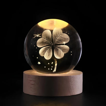 Luminous Crystal Ball Night Light Wooden Base - Image 16