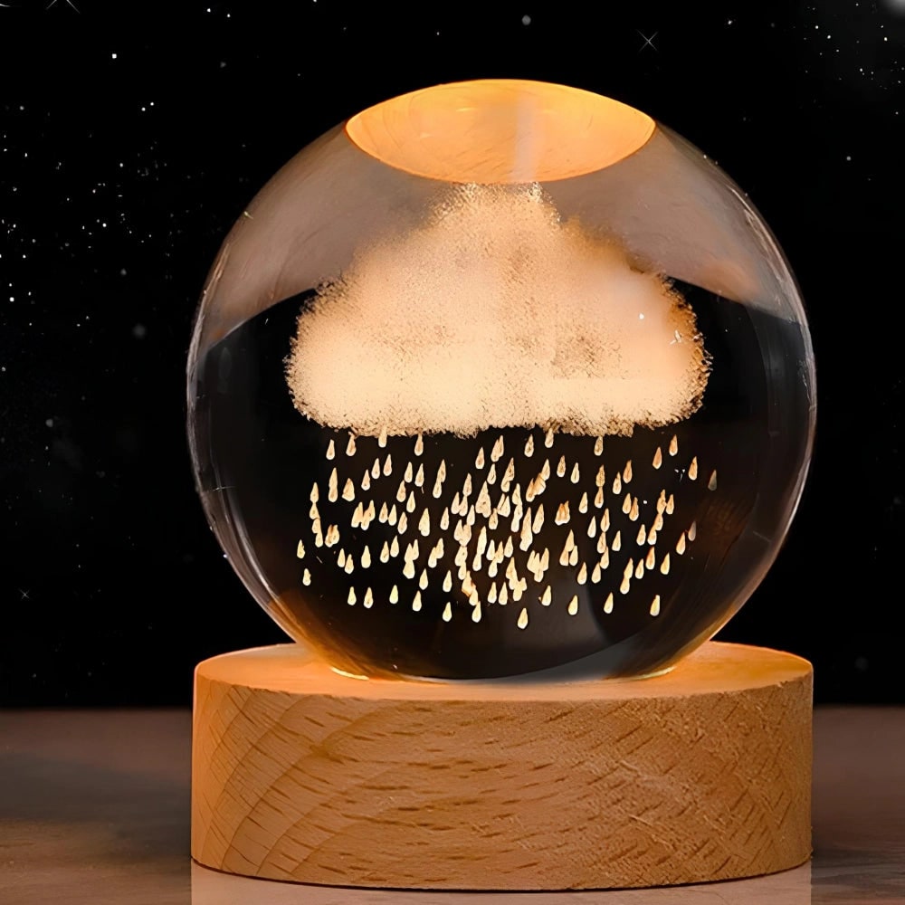 Luminous Crystal Ball Night Light Wooden Base - Image 17
