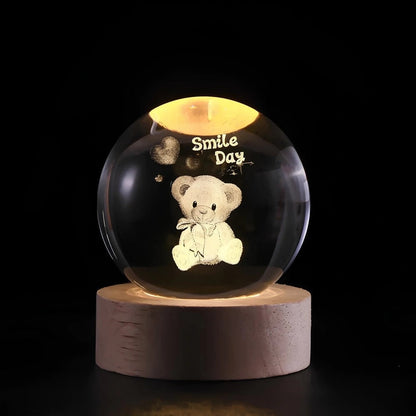 Luminous Crystal Ball Night Light Wooden Base - Image 18