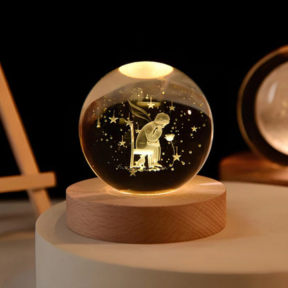 Luminous Crystal Ball Night Light Wooden Base - Image 20