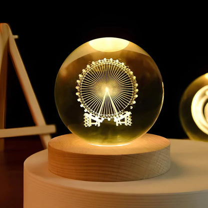 Luminous Crystal Ball Night Light Wooden Base - Image 22