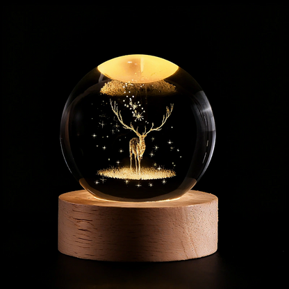 Luminous Crystal Ball Night Light Wooden Base - Image 23