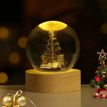 Luminous Crystal Ball Night Light Wooden Base - Image 24