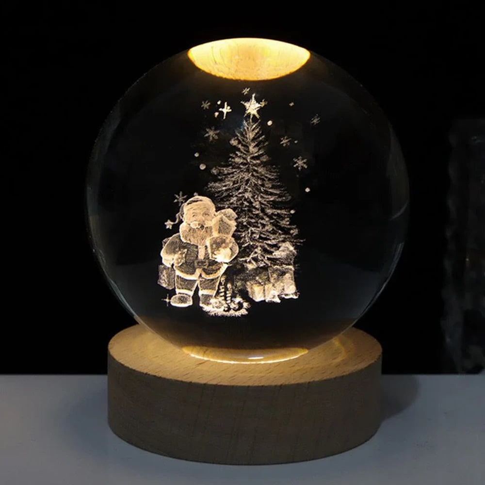 Luminous Crystal Ball Night Light Wooden Base - Image 25