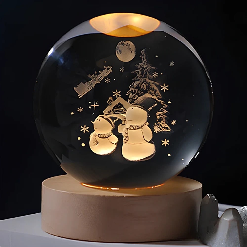 Luminous Crystal Ball Night Light Wooden Base - Image 26