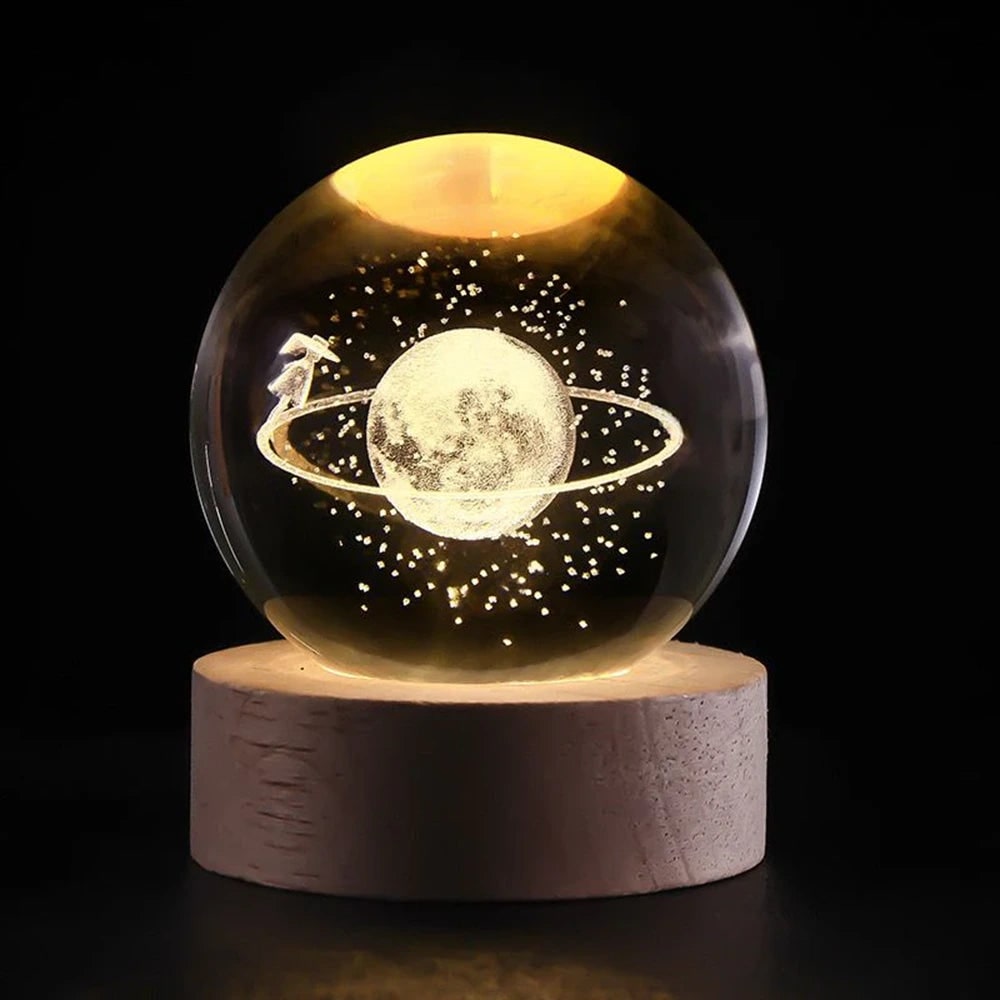 Luminous Crystal Ball Night Light Wooden Base - Image 27