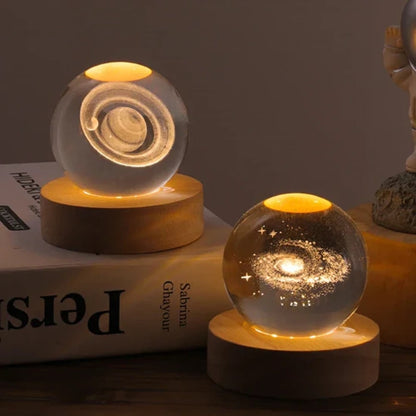 Luminous Crystal Ball Night Light Wooden Base - Image 28