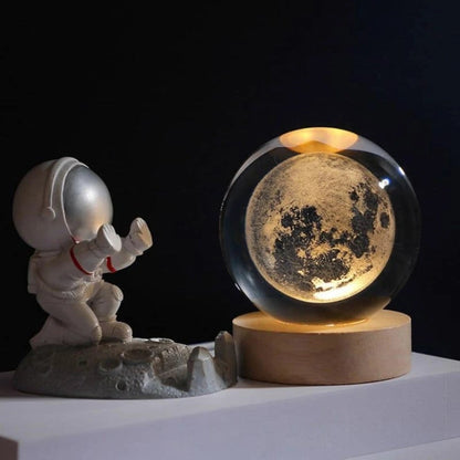 Luminous Crystal Ball Night Light Wooden Base - Image 4