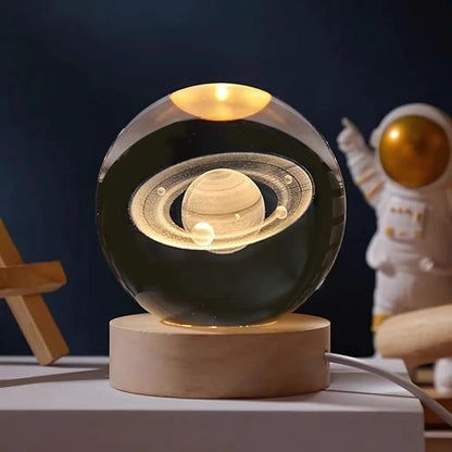 Luminous Crystal Ball Night Light Wooden Base - Image 6