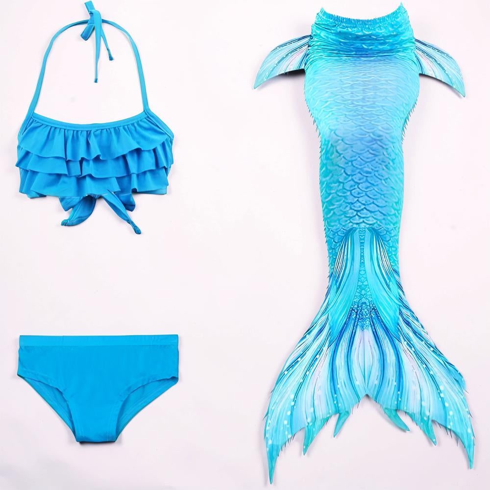Mermaid Swimsuit Girls Three Piece Swim Tail Costume Set - Image 2