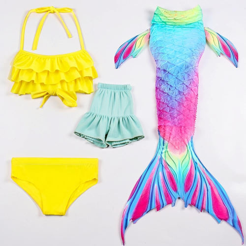 Mermaid Swimsuit Girls Three Piece Swim Tail Costume Set - Image 3