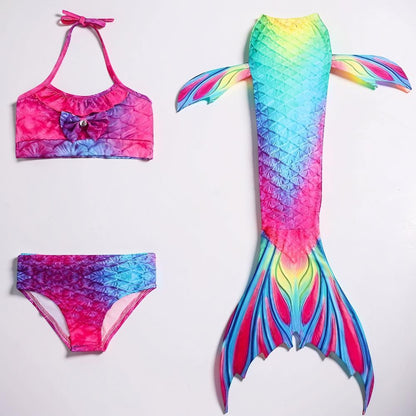 Mermaid Swimsuit Girls Three Piece Swim Tail Costume Set - Image 6