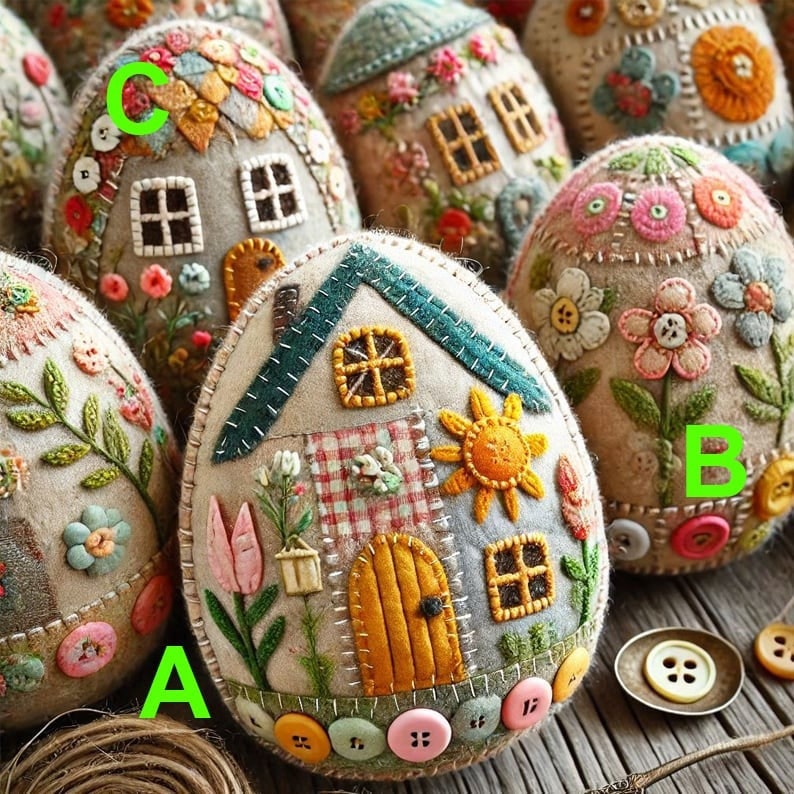 Patchwork Felt Egg House Craft Kit Diy Home Decor Projects - Image 3