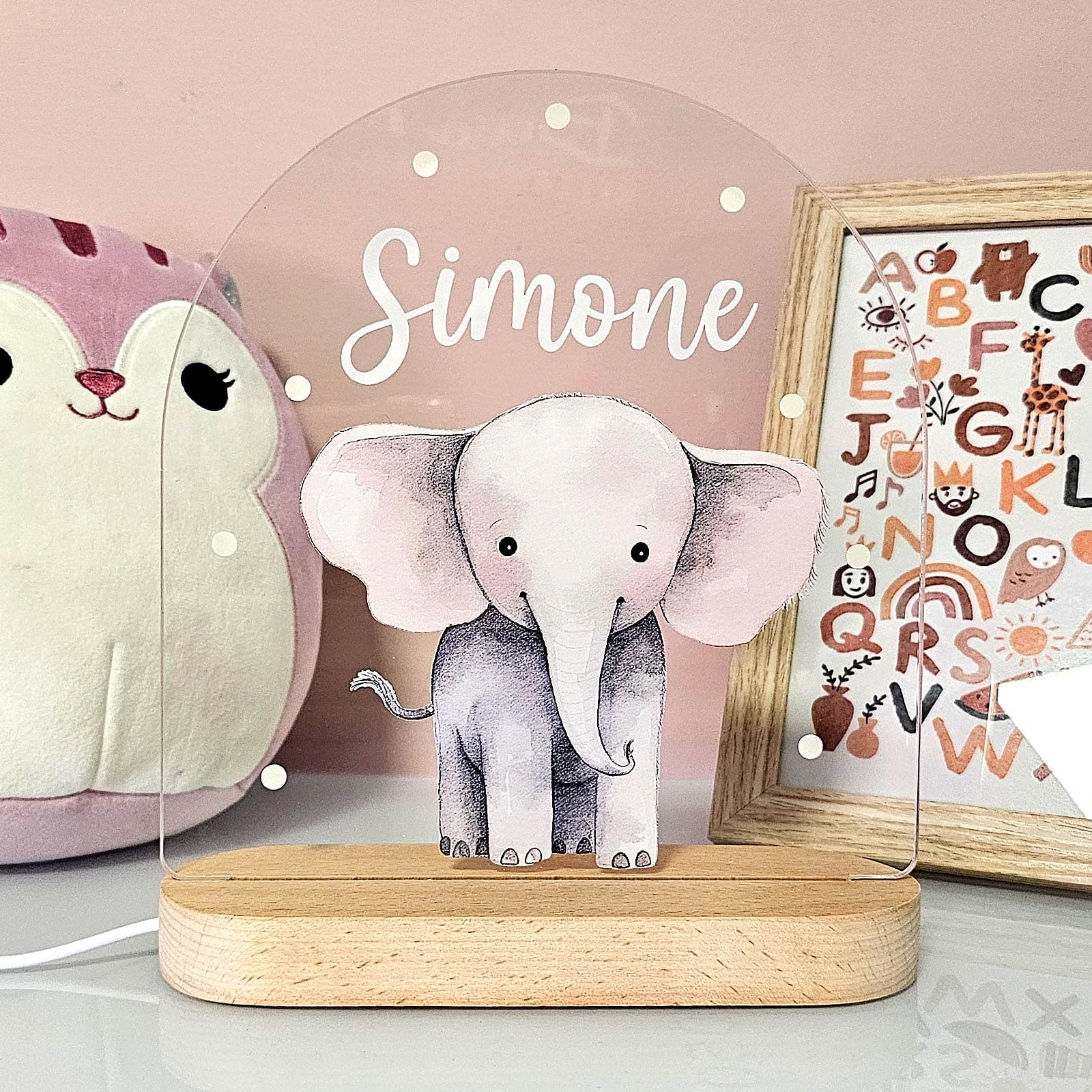 Personalized Night Light Cute Elephant Design Warm Glow - Image 2