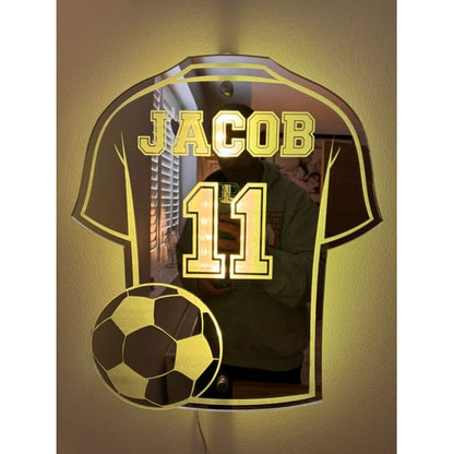 Personalized Soccer Jersey Mirror LED Light Room Decor - Image 2