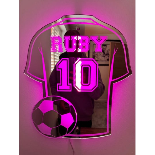 Personalized Soccer Jersey Mirror LED Light Room Decor - Image 4