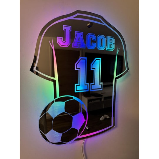 Personalized Soccer Jersey Mirror LED Light Room Decor - Image 5