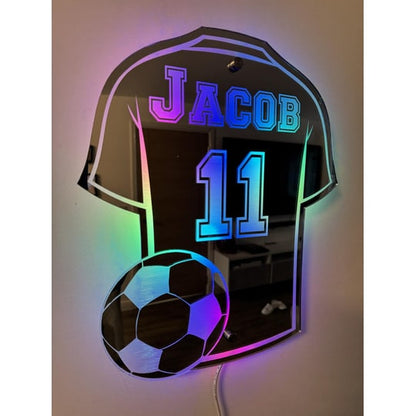 Personalized Soccer Jersey Mirror LED Light Room Decor - Image 5