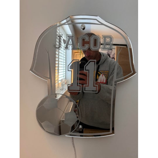 Personalized Soccer Jersey Mirror LED Light Room Decor - Image 7