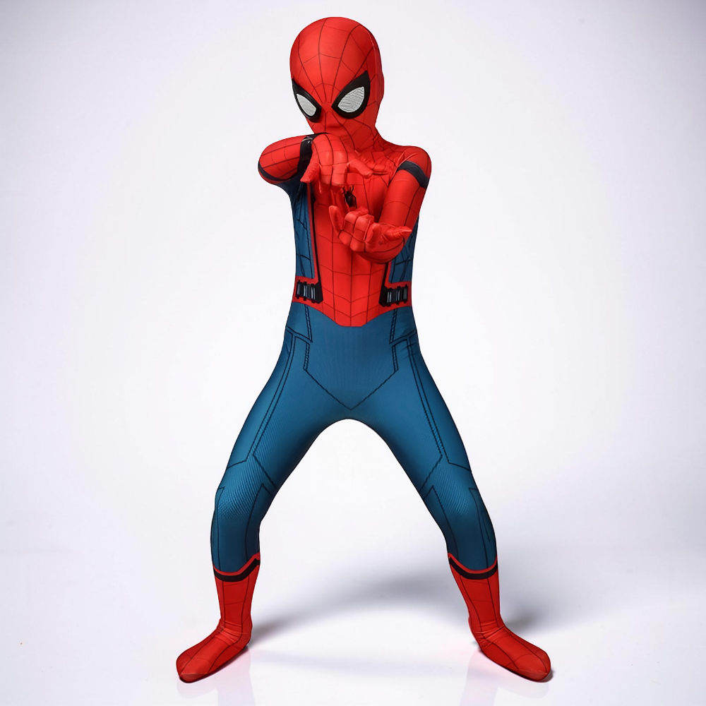 Kids Superhero Costume Stretch Cosplay Suit Mask Halloween