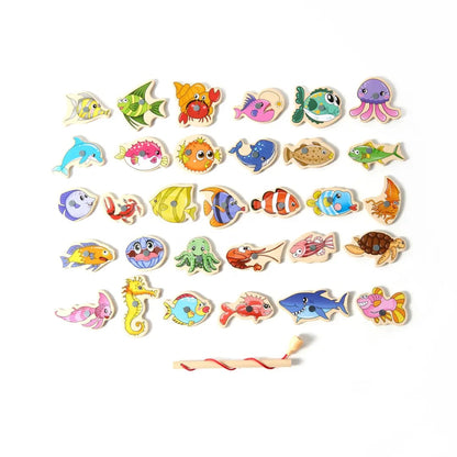 Toddler Fishing Toy Wooden Fishing Toy Fine Motor Skills Toy - Image 1