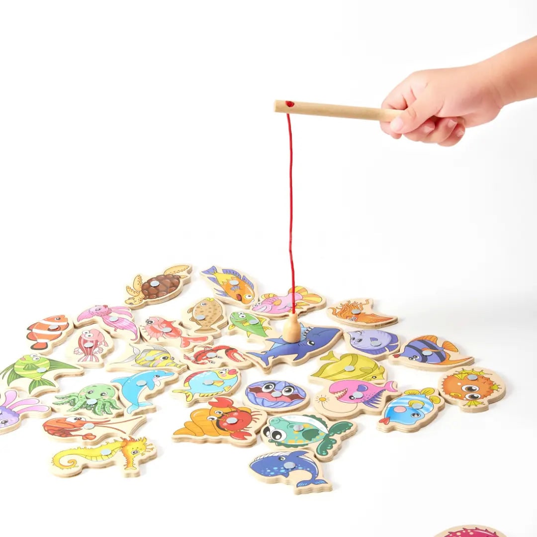 Toddler Fishing Toy Wooden Fishing Toy Fine Motor Skills Toy - Image 2