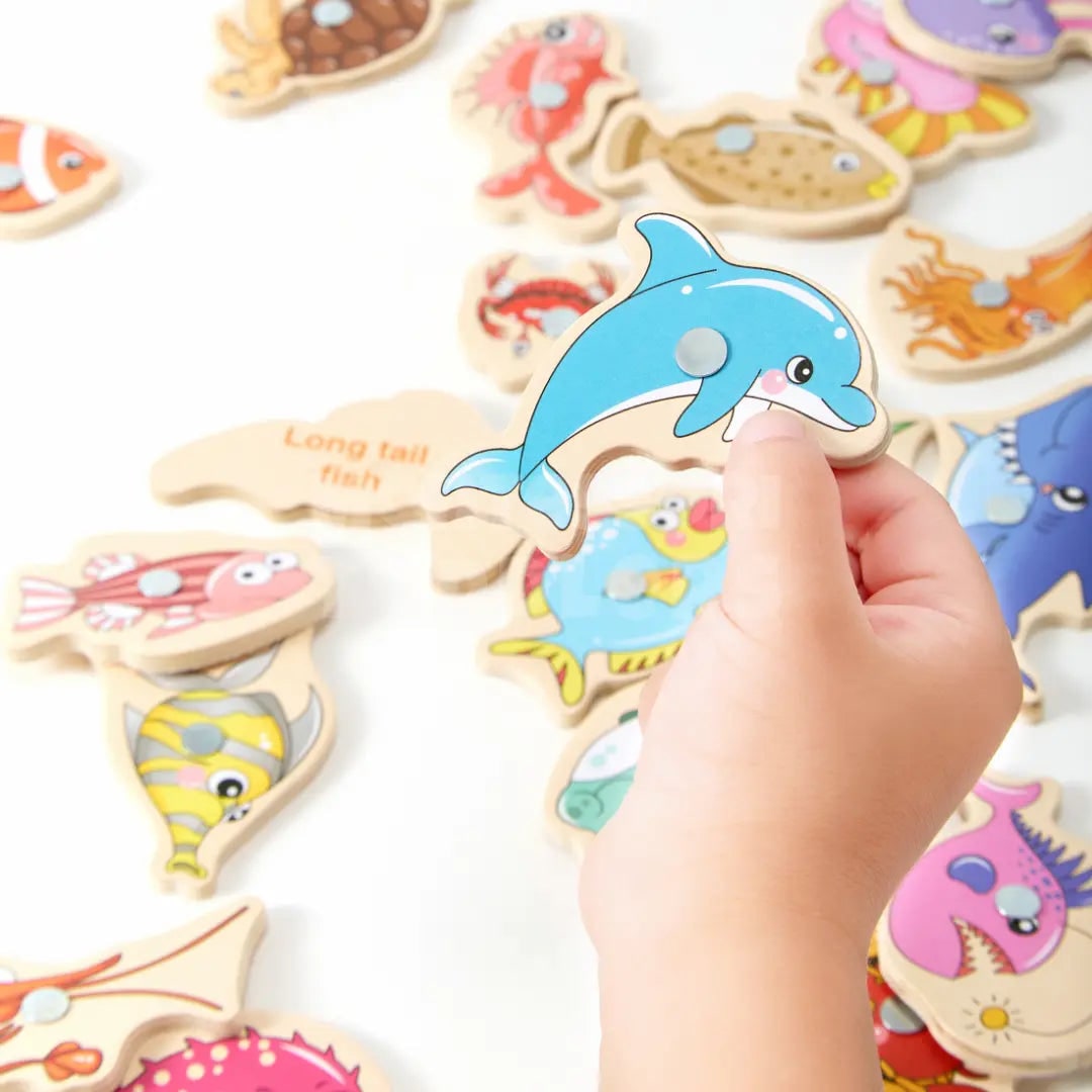Toddler Fishing Toy Wooden Fishing Toy Fine Motor Skills Toy - Image 3