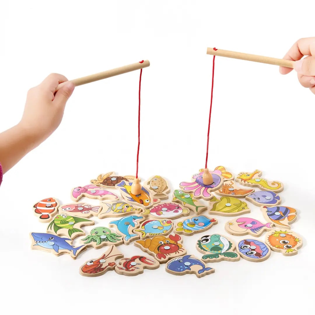 Toddler Fishing Toy Wooden Fishing Toy Fine Motor Skills Toy - Image 4