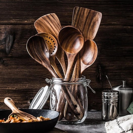 Wood Cooking Utensil Natural Bamboo Kitchen Tools Cooking - Image 1