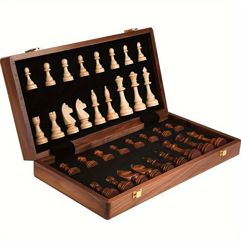 Wooden Chess Set Walnut Board and Premium Game Pieces Handmade - Image 1