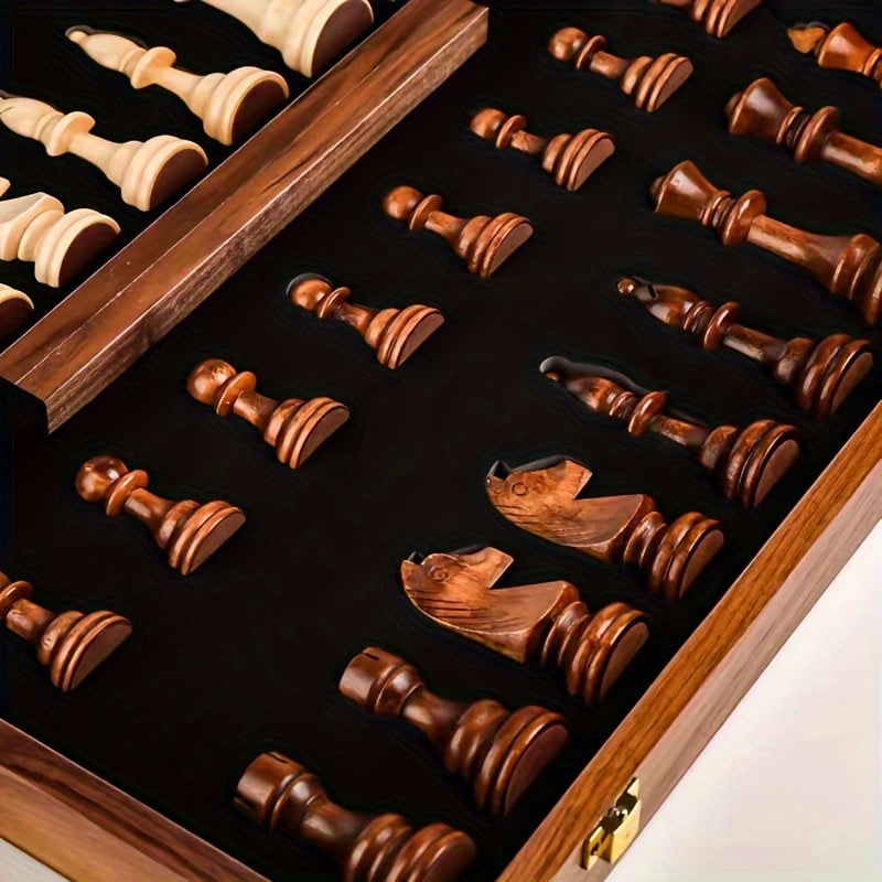 Wooden Chess Set Walnut Board and Premium Game Pieces Handmade - Image 4